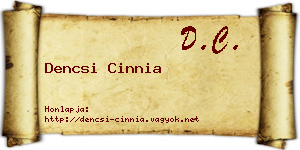 Dencsi Cinnia névjegykártya